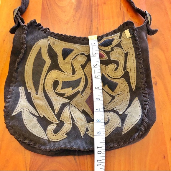 Lollipops Genuine Leather Suede Minimalist Neutral Tone Brown Roomy Shoulder Bag - Picture 14 of 16